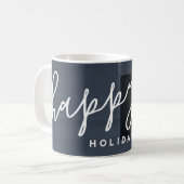 Rustikales Wasserfarbenhappy Holidays Custom Foto Kaffeetasse (Vorderseite Links)