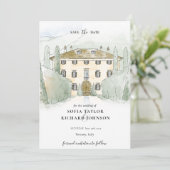 Rustikales Wasserfarbenhaus Italien Save the Date Einladung (Stehend Vorderseite)
