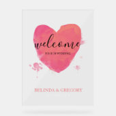 Rustikales Wasserfarbenherz Begrüßungszeichen Acrylschild (Vorderseite)