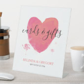 Rustikales Wasserfarbenherz Hochzeitskarten & Gesc Sockelschild (In Situ)