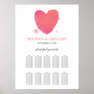 Rustikales Wasserfarbenherz - Hochzeitstabelle Poster