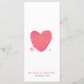 Rustikales Wasserfarbenherz Menükarte (Rückseite)