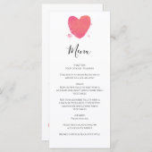 Rustikales Wasserfarbenherz Menükarte (Vorne/Hinten)