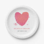 Rustikales Wasserfarbenherz Pappteller (Vorderseite)