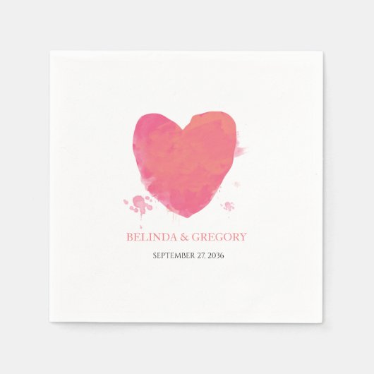 Rustikales Wasserfarbenherz Serviette (Vorderseite)