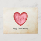 Rustikales Wasserfarbenherz Valentinstag Postkarte (Vorderseite)
