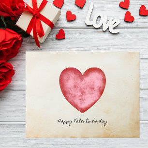 Rustikales Wasserfarbenherz Valentinstag Postkarte