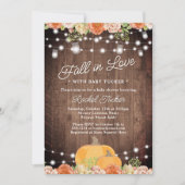 Rustikales Wasserfarbenkürbis Floral Fall Baby Dus Einladung (Vorderseite)