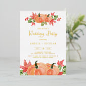 Rustikales Wasserfarbenkürbis Hochzeit im Herbst P Folieneinladung (Stehend vorne)