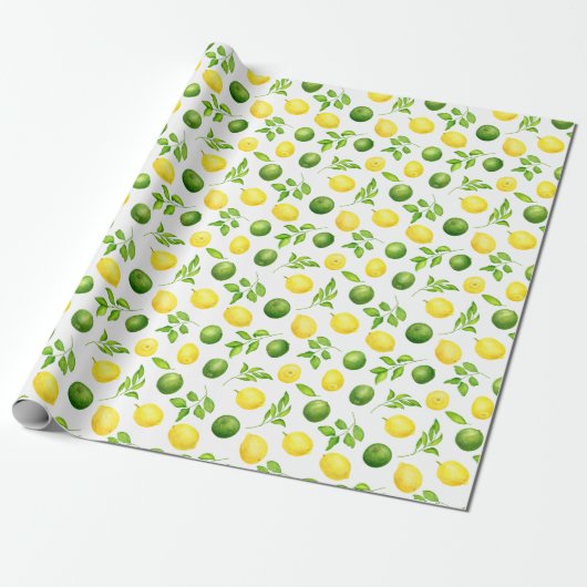Rustikales Wasserfarbenmuster Limes & Greenery Mus Geschenkpapier (Ungerollt)