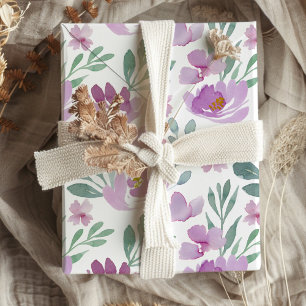 Rustikales Wasserfarbenrosa Blumenmuster Geschenkpapier