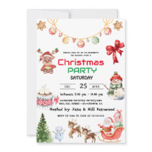 Rustikales Wasserfarbenroter Lkw Weihnachts-Party