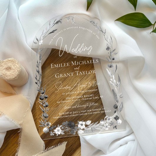 Rustikales Wasserfarbenspiel Boho Blumen Elegante  Acryleinladungen