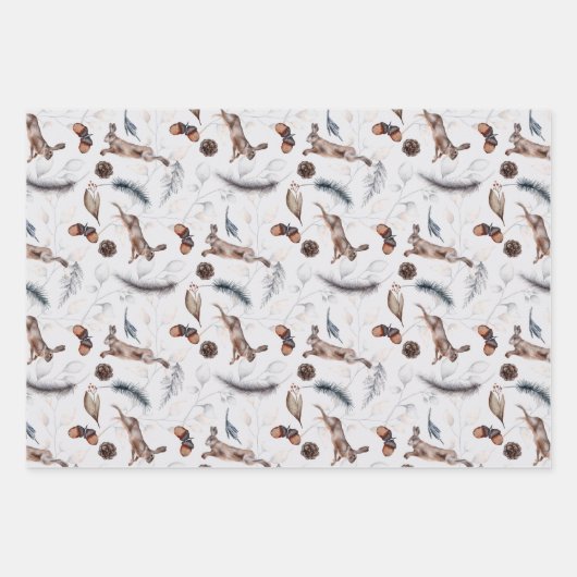 Rustikales Wasserfarbenspringen im Winter Geschenkpapier Set (Vorderseite 3)