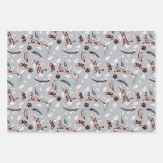 Rustikales Wasserfarbenspringen im Winter Geschenkpapier Set (Vorderseite 2)