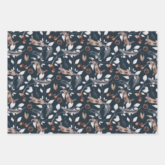 Rustikales Wasserfarbenspringen im Winter Geschenkpapier Set (Vorderseite)