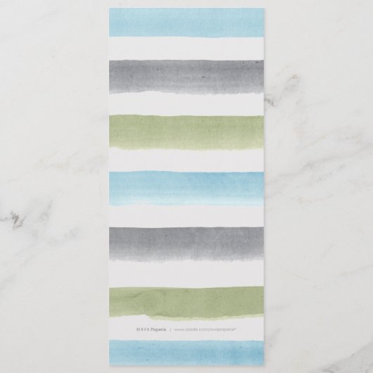 Rustikales Wasserfarbenstreifen Strandmenü Menükarte (Rückseite)