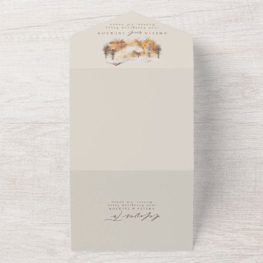 Rustikales Wasserfarbgebirge All In One Einladung (Außenbereich)