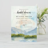 Rustikales Wasserfarbgebirge Brautparty Einladung (Stehend Vorderseite)