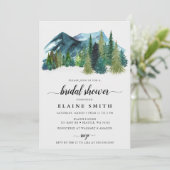 Rustikales Wasserfarbgebirge Pine Brautparty Einladung (Stehend Vorderseite)