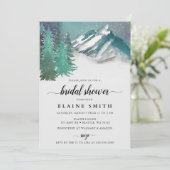 Rustikales Wasserfarbgebirge Pine Brautparty Einladung (Stehend Vorderseite)