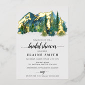 Rustikales Wasserfarbgebirge Pine Brautparty Folieneinladung (Vorderseite)