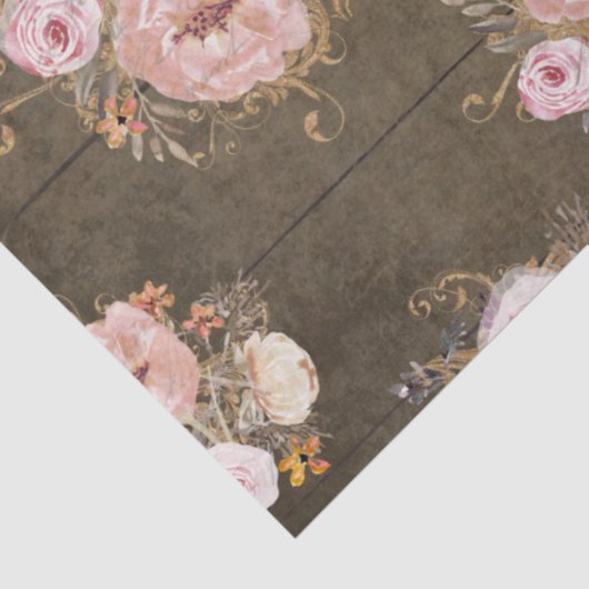 Rustikales Wasserfarbskript Ephemera Decoupage Seidenpapier (Ausschnitt)