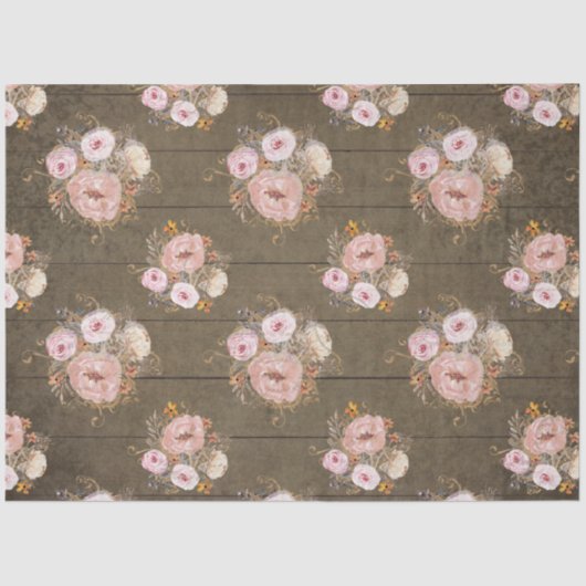 Rustikales Wasserfarbskript Ephemera Decoupage Seidenpapier (Vorderseite)