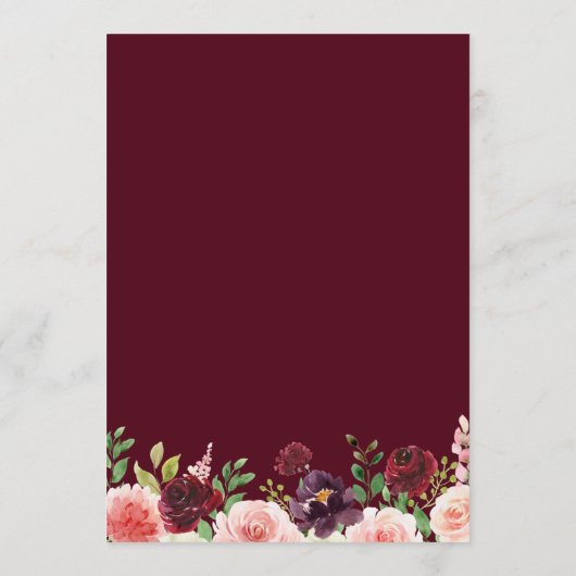 Rustikales Watercolor Burgundy Hochzeitszeitschrif Programm (Rückseite)