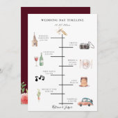 Rustikales Watercolor Burgundy Hochzeitszeitschrif Programm (Vorne/Hinten)