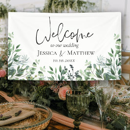 Rustikales Watercolor Foliage Wedding Banner