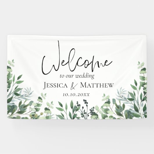 Rustikales Watercolor Foliage Wedding Banner (Horizontal)