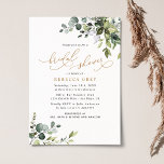Rustikales Watercolor Greenery Gold Brautparty Einladung<br><div class="desc">Diese elegante Boho Greenery Kollektion bietet gemischte Aquarellfarben-Blätter,  gepaart mit einem klassischen Serif & feinen Sans Schriftart in Schwarz,  mit einem Monogramm auf der Rückseite. Matching-Elemente verfügbar.</div>
