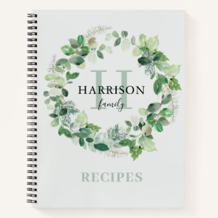 Rustikales Watercolor-Monogramm-Familienrezept Notizblock