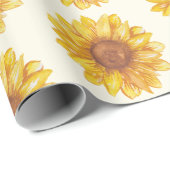 Rustikales Watercolor Sonnenblumenmuster Bauernhof Geschenkpapier (Rolleneckpunkt)