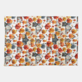 Rustikales Watercolor Wald Village Muster Geschirrtuch (Horizontal)