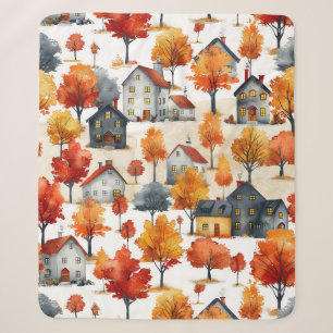Rustikales Watercolor Wald Village Muster Sherpadecke