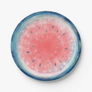 Rustikales Watercolor Watermelon Party Paper Telle Pappteller