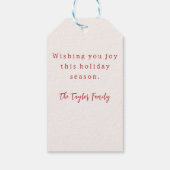 Rustikales Watercolor Weihnachten Geschenkanhänger (Rückseite)