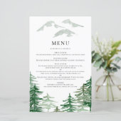 Rustikales Watercolor Woodland Wedding Menu Card (Stehend Vorderseite)