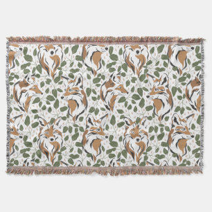 Rustikales Watercolor Woodlands Fox Pattern Decke
