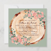 Rustikales Watercolor Woods Slice Sage Green Einladung (Vorderseite)