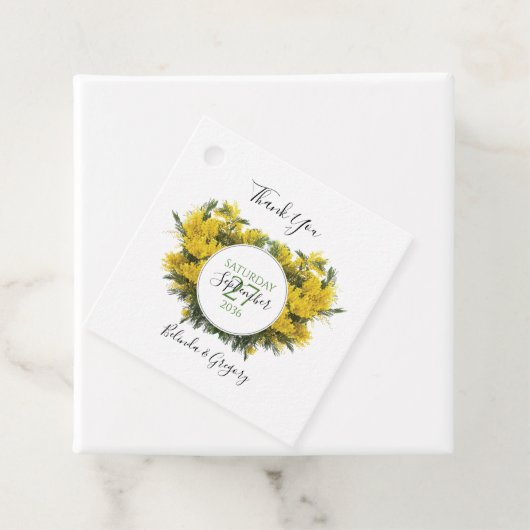 Rustikales Wattle Acacia Wedding-Geschenk Geschenkanhänger (Beispiel)