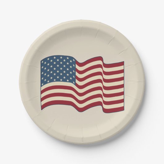 Rustikales Waving American Flag Paper Teller (Vorderseite)