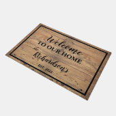 Rustikales Weathered Wood "Willkommen auf unserer Fußmatte (Schrägansicht)