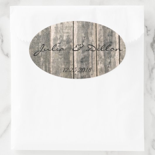 Rustikales Weatherwood Ovaler Aufkleber (Tasche)