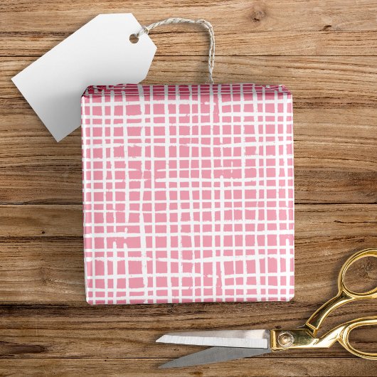 Rustikales Weave-Muster Modernes Hübsches Rosa Geschenkpapier