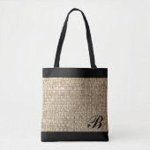 Rustikales Weave Textur Muster Chic Black Monogram Tasche (Vorderseite)