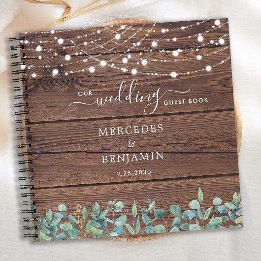 Rustikales Wedding Guest Book Eukalyptus String Li Notizblock