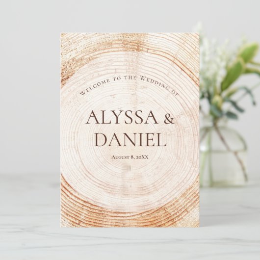 Rustikales Wedding.wood Tree Barke Custom Program Programm (Stehend Vorderseite)